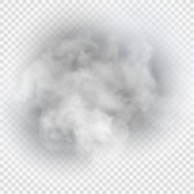 Sis ya da duman izole edilmiş şeffaf özel efekt. Beyaz vektör bulanıklığı, sis veya sis arkaplanı. Vektör illüstrasyonu