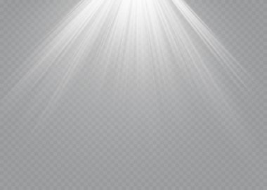 Vektör ışıkları. Işık efekti elementi. Yatay yıldız ışınları ve projektör ışığı