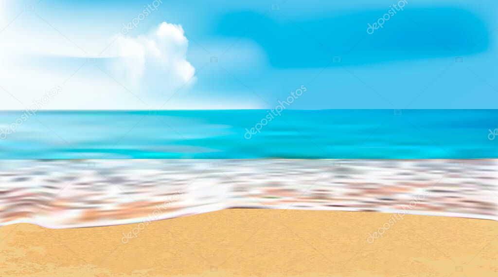 blue sea with beach and clouds. Bali vector graphics