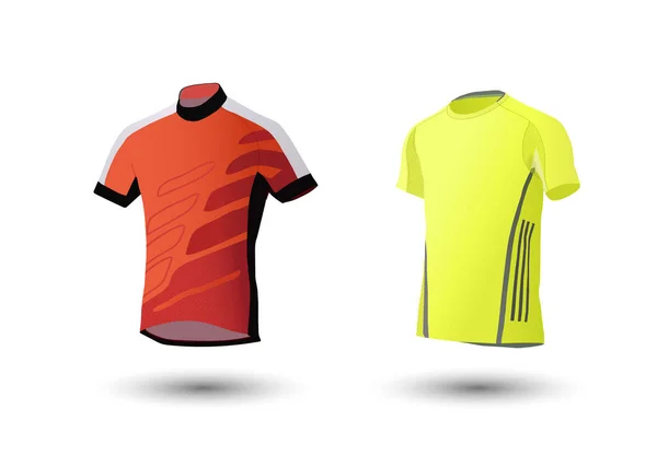 Shirt Mockup Set Sports Shirt Template Yellow Gray Orange Front — Stock Vector