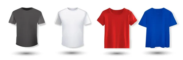 Shirt Mockup Set Shirt Template Black Red White Blue Version — ストックベクタ