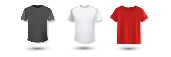 Shirt Mockup Set Shirt Template Black Gray Red White Version — ストックベクタ