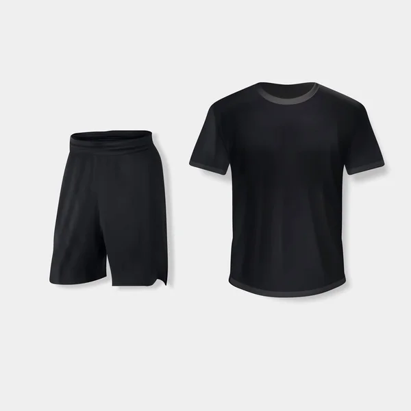 Shirt Mockup Set Shirt Template Shorts Black Gray Version Front — 图库矢量图片