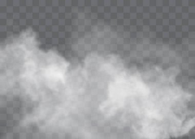 Fog or smoke isolated transparent special effect. White vector cloudiness, mist or smog background. clipart
