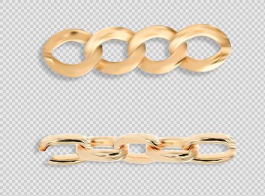 Altın zincir izole edildi. Beyaz arkaplanda vektör kolye