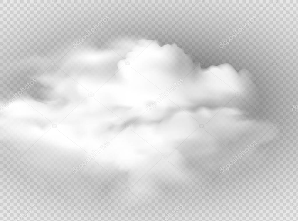 Vector set of realistic isolated cloud on the transparent background