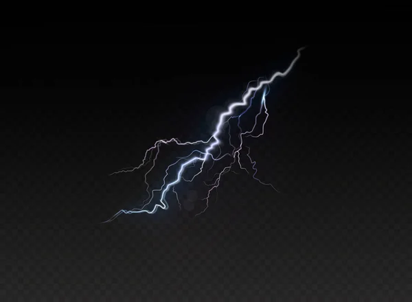 Набір Блискавок Чарівні Яскраві Світлові Ефекти Векторні Ілюстрації Розрядний Електричний — стоковий вектор