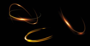 Eğri altın çizgi ışık etkisi. Aydınlatma efektleri olan yumuşak bir tatil ışığı hattı. Hafif serin kasırga. eğri ışık efekti