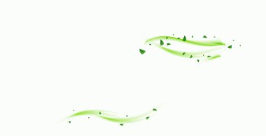 Beyaz zemin üzerinde izole edilmiş uçan nane yapraklarıyla yeşil hava girdabı efekti, vektör gerçekçi illüstrasyon