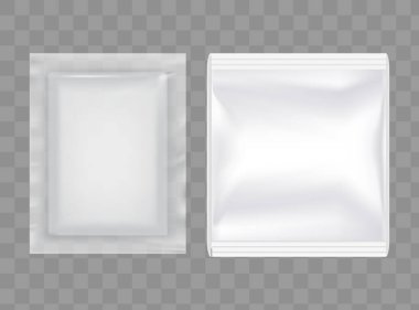 Gerçekçi Şeffaf Boş Plastik Gıda Şablon Seti. EPS10 Vektörü