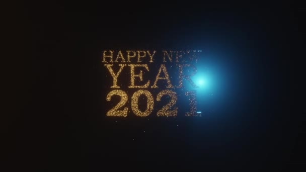 Happy New Year 2021 Geanimeerde Glitter Tekst Zwarte Achtergrond — Stockvideo