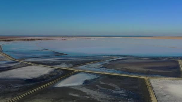 Bella Vista Dall Alto Del Lago Salato Rosa Bella Alba — Video Stock