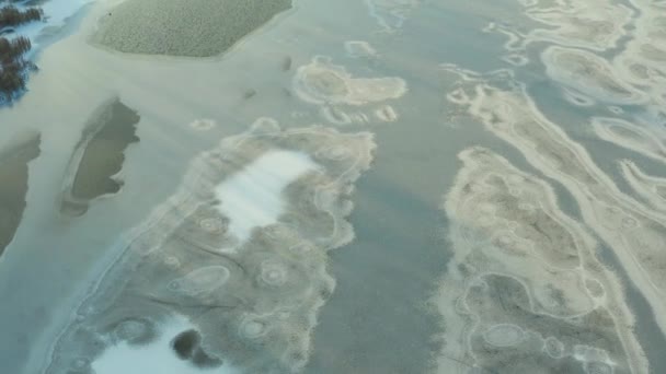 Belo Voo Tarde Sobre Rio Congelado Lago Oceano Gelo Por — Vídeo de Stock