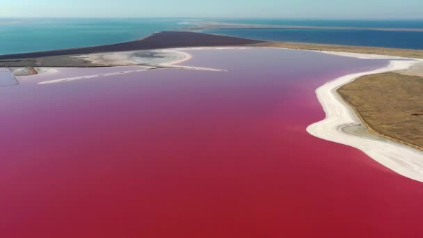 Bella Vista Dall Alto Del Lago Salato Rosa Bella Alba — Video Stock