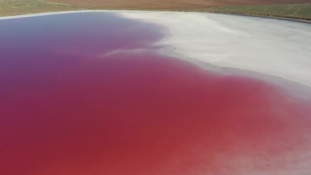 Hermosa Vista Superior Del Lago Salado Rosado Hermoso Amanecer Rosa — Vídeos de Stock
