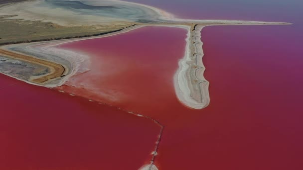 Frumoasă Vedere Sus Lacului Sărat Roz Frumos Răsărit Roz — Videoclip de stoc