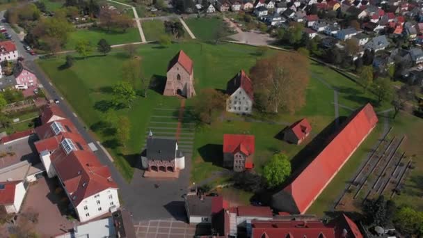 Lorsch Şehrindeki Manastır Üzerinde Güzel Bir Uçuş Lorsch Manastırı Nın — Stok video