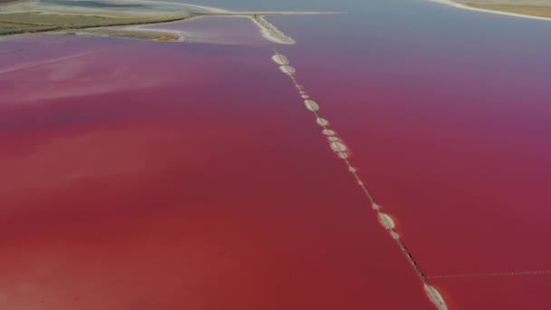 Krásný Horní Pohled Slané Růžové Jezero Krásný Růžový Východ Slunce — Stock video