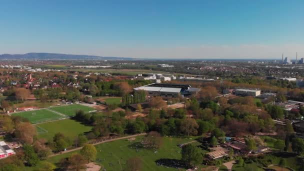 Widok Góry Zielone Trawniki Luisenpark Mannheim Niemcy — Wideo stockowe