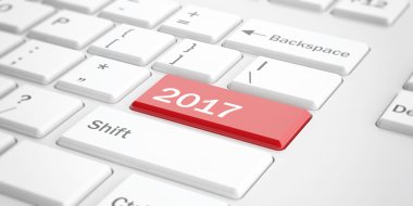 3D render 2017 düğmesinde bir klavye