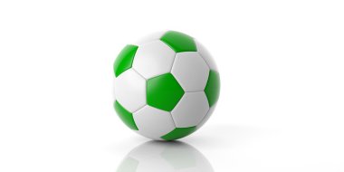 3D render beyaz yeşil futbol futbol topu
