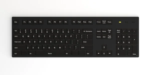 3D рендеринг черной клавиатуры на белом фоне — стоковое фото