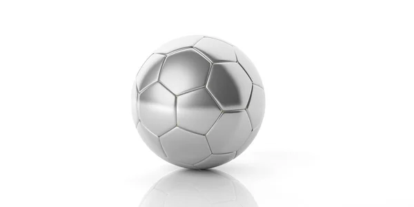 3D rendering ασημένια Ποδόσφαιρο Ποδόσφαιρο μπάλα — Φωτογραφία Αρχείου