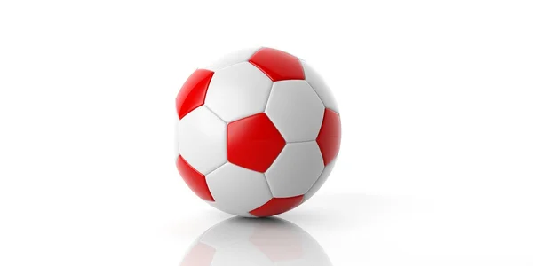 3D แสดงบอลฟุตบอลในสีแดงและสีขาว — ภาพถ่ายสต็อก