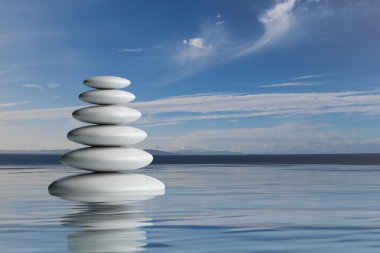 3D render zen taş suda yığını.