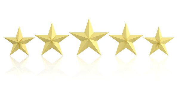 3d rendering five golden stars