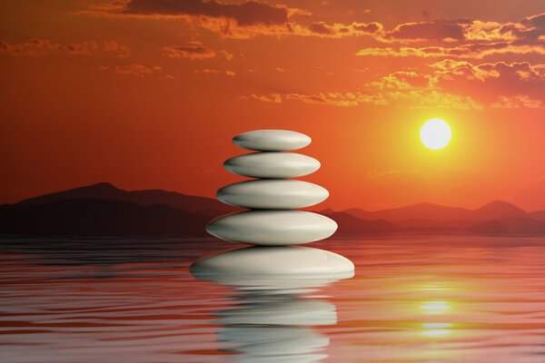 3d rendering zen stones stack