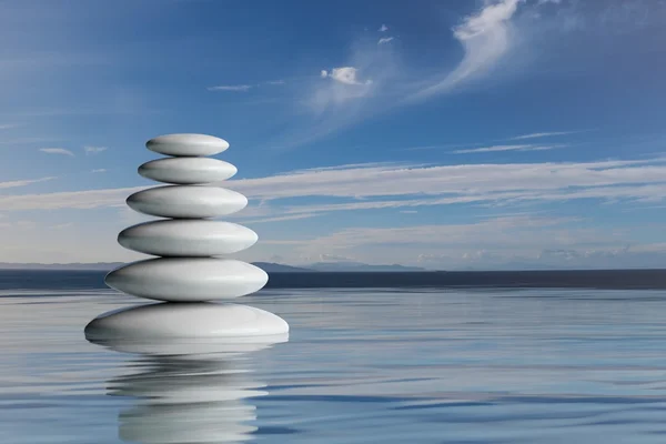 3d pierres de rendu zen empilent dans l'eau — Photo