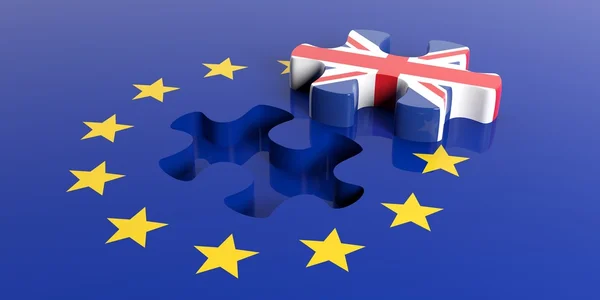3d renderizado bandera de la Unión Europea, Gran Bretaña bandera rompecabezas pieza —  Fotos de Stock