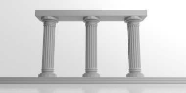 3D render üç beyaz mermer sütun