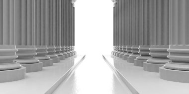 3D render Mermer sütunlar adımlarla
