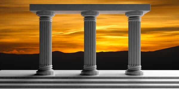 3d representación de tres pilares de mármol blanco — Foto de Stock