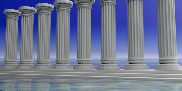 3d representación ocho pilares de mármol blanco — Foto de Stock