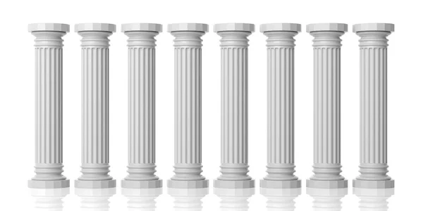 3D рендеринг восьми столбов из белого мрамора — стоковое фото