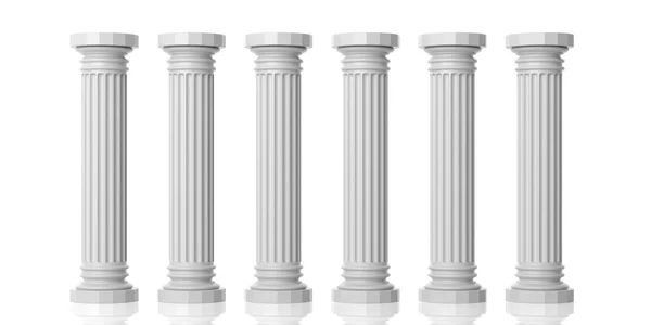 3d representación de seis pilares de mármol blanco — Foto de Stock