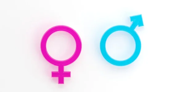 3d renderização símbolos masculinos e femininos — Fotografia de Stock