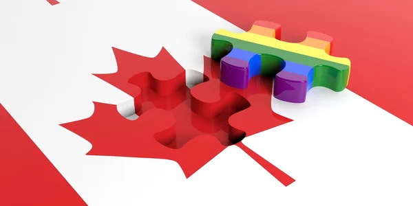 3D визуализация кусочка головоломки из флага Канады — стоковое фото