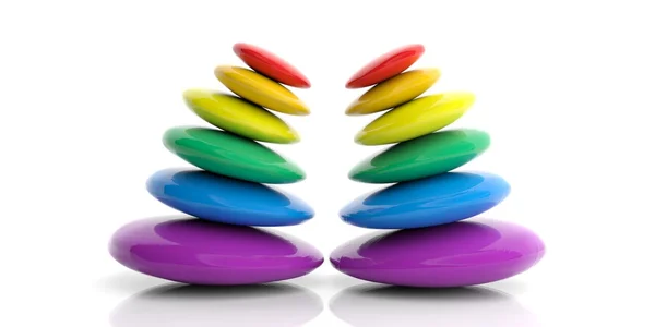 3D Rendering von Regenbogen-Zen-Stapeln — Stockfoto