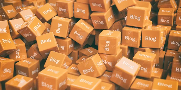 3D rendering ordet blogg på kuber som bakgrund — Stockfoto