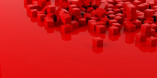 3D rendering piros kocka és a háttér — Stock Fotó