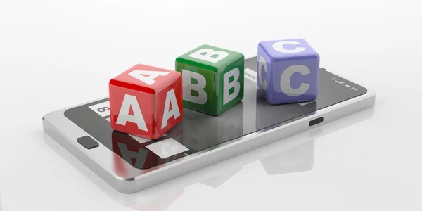3d representación abc en una tableta, fondo blanco — Foto de Stock