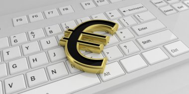 3D render euro simgesi Beyaz klavye