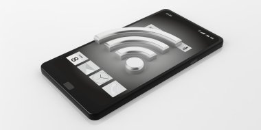 3D render wifi sembolü bir akıllı telefon
