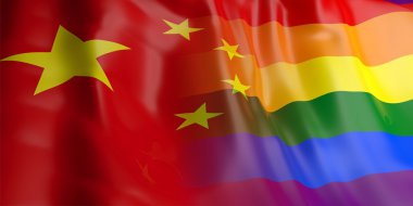 3D rendering Türkiye ve eşcinsel bayrak