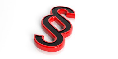 3D render paragraf sembolü beyaz arka plan üzerinde