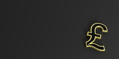 siyah arka plan üzerine 3D render İngiliz Sterlini